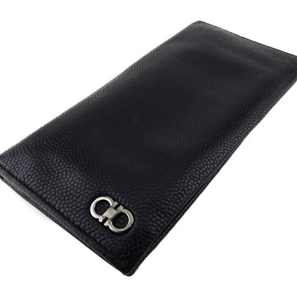 Salvatore Ferragamo Long Wallet Ganchini Leather Authentic USED - Picture 2 of 11